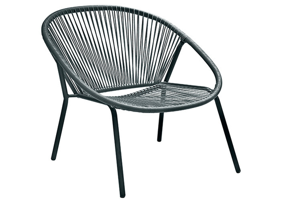 Sedia resistente UV del rattan del metallo, K.D. Grey Rattan Stackable Chairs