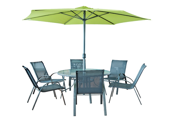 Tabella e sedie di patio all'aperto del ODM dell'OEM con l'ombrello rispettoso dell'ambiente