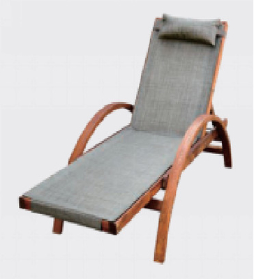 il legno solido Textilene della chaise-lounge pieghevole di Sun di 94cm ha curvato la multi posizione del bracciolo
