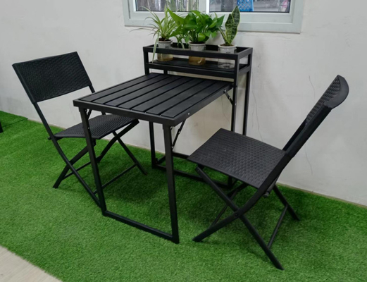 Tavolo pieghevole d'acciaio di plastica del giardino e vetro temperato 5mm delle sedie con il supporto di fiore