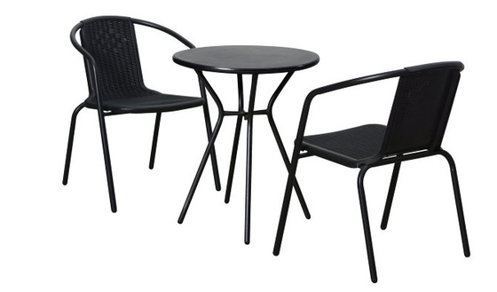 Tavolo della presidenza del giardino pp ed insieme di plastica d'impilamento di vimini di Seties 3 della sedia