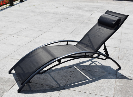 KD all'aperto ha curvato la chaise-lounge che di Textilene della gamba il Sun di alluminio inserisce con il cuscino